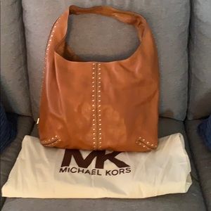 Michael Kors tan studded hobo bag